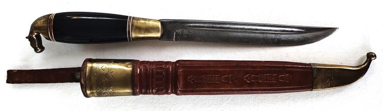 SOLD - Long Black Horsehead puukko - SOLD